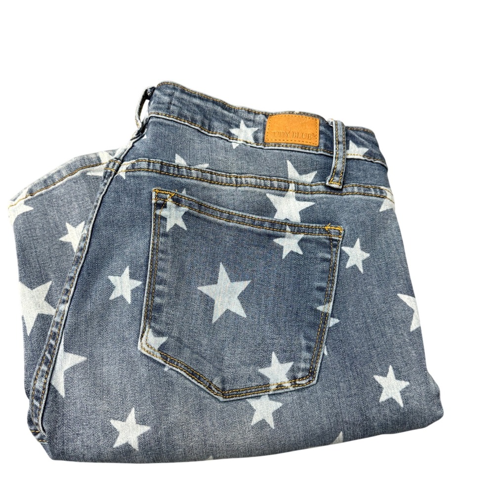 Judy Blue Jeans Womens 13/31 (32x27 ACTUAL) Skinny Fit Blue Star Print Denim